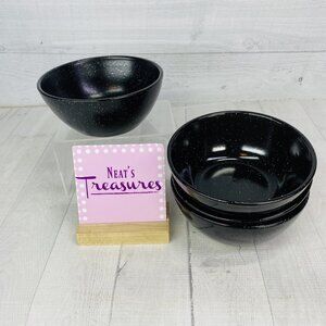 Godinger Gatherings ECLIPSE Black White Speckle Stoneware Soup Cereal Bowl Set 4